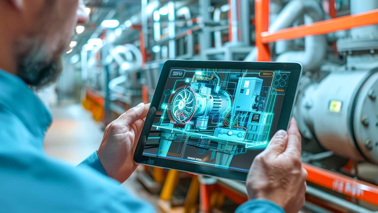 lab worker working on tablet